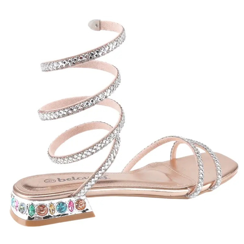 Gold Rhinestone Spiral Sandals - Picture 3 of 4